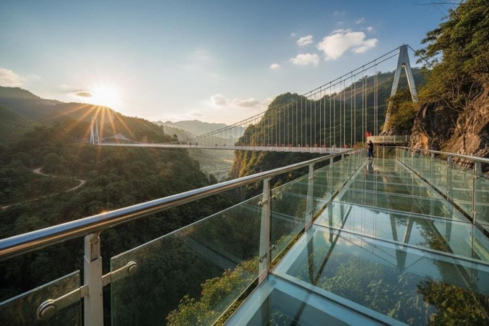 Đoạn cầu ven v&aacute;ch n&uacute;i đầy thử th&aacute;ch v&agrave; ấn tượng